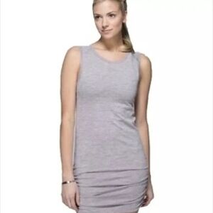 Lululemon Gray In The Flow Size 4 Women's Bodycon Dress Ruched Sides Sleeveless